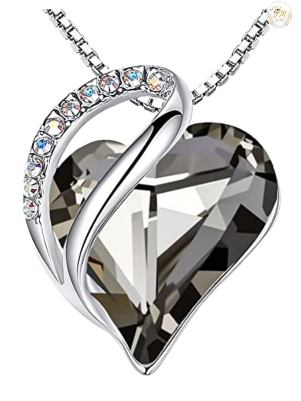 Women's Infinity Love Heart Crystal Pendant Necklace, Rhodium Plated Gift